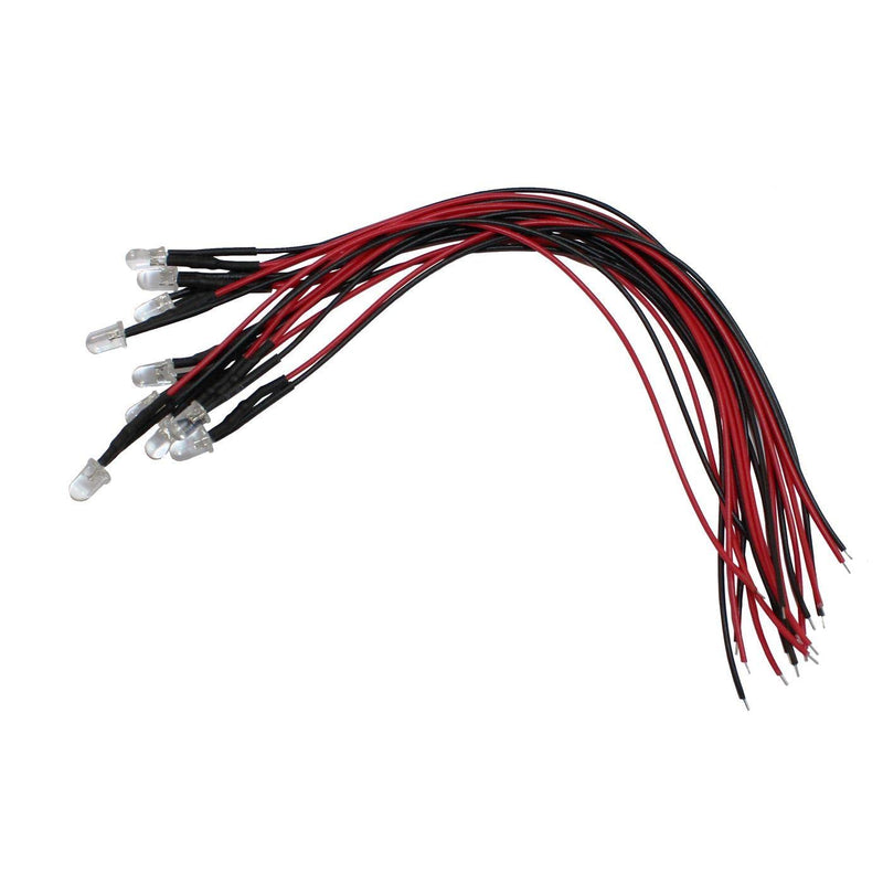 Lumonic 10x super bright LEDs with series resistor for 5V applications - high power LEDs with connection cable for soldering yourself DIY in color blue - diameter