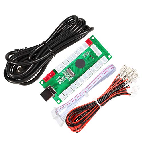 EG STARTS USB encoder for PC game controllers, arcade joysticks, Sanwa DIY kits, parts for Mame games (5-pin + 2.8 mm cable), 5-pin joystick + Sanwa style push button