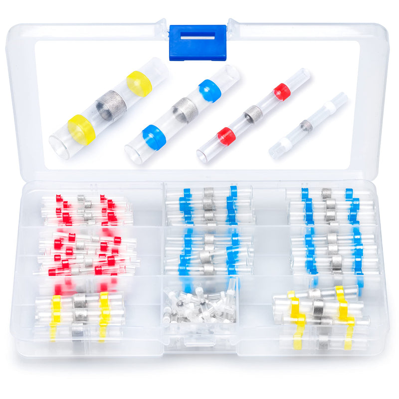Wirefy solder connector with heat shrink tube in a set - waterproof cable connector - heat shrink tube transparent butt connector - shrink connector 0.125-6 mm² - 110 pieces 110 pieces - 0.14 - 6.0 mm²