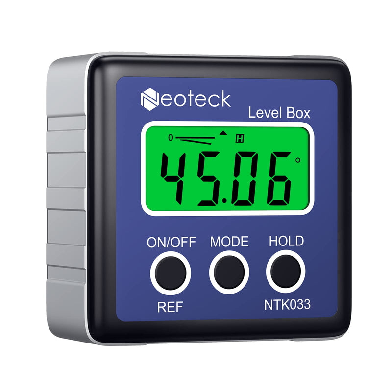 Neoteck Digital LCD Protractor Inclinometer Inclinometer Waterproof Bevel Box Angle Gauge Spirit Level (Battery Included) - Blue