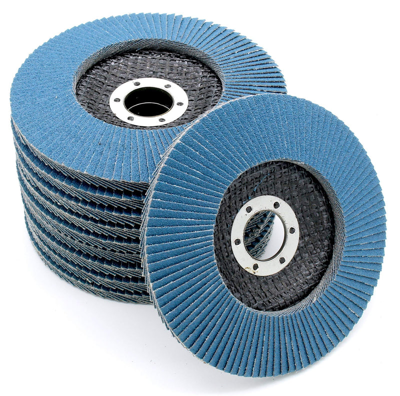 Professional fan discs, blue, pack of 10, diameter 125 mm, grain 80, stainless steel sanding discs, lamellar discs Ø 125 mm
