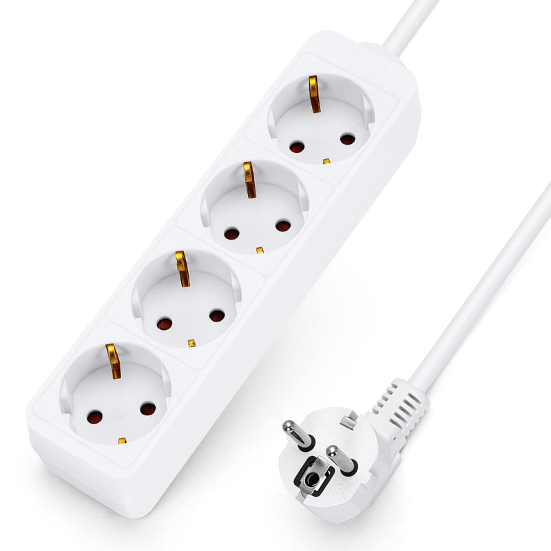 Aigostar power strip 4-way table socket child safety lock 1'5m cable, white