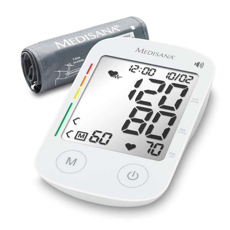medisana BU 535 Voice upper arm blood pressure monitor, precise blood pressure and pulse measurement with memory function and voice output, traffic light scale, function for displaying an irregular heartbeat