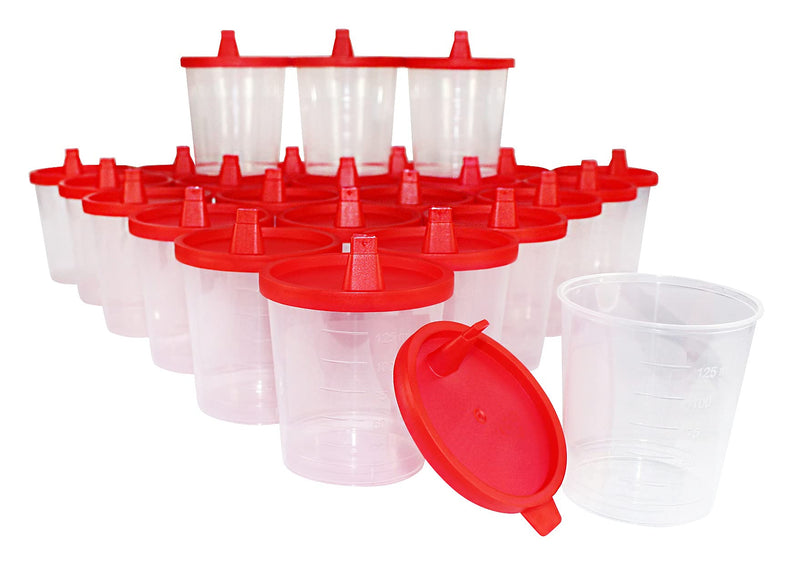 Medi-Inn urine cup 125 ml with red snap-on lid urine sample cup plastic cup (25 pieces) 25