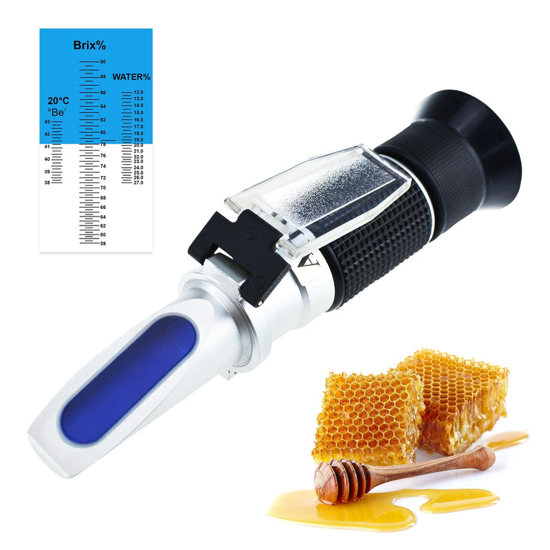 TEKCOPLUS measuring device for determining the refractive index of liquid or solid, transparent substances by refractometry. Tripled size 58-90% Brix