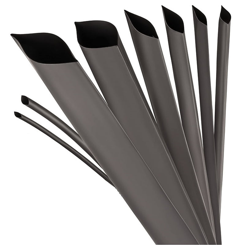 ISOLATECH heat shrink tubing sold by the meter black with adhesive Ø 30mm 1 meter shrink ratio 3:1 set polyolefin for insulating cables solder connections unlabeled UV resistant (Ø30mm 1 meter) length 1m
