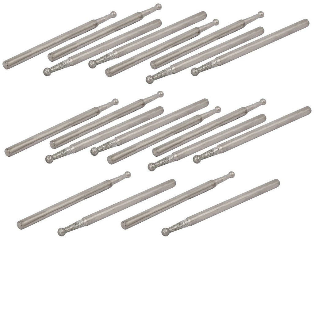 sourcing map 20 pieces 2.35 mm shank 2 mm diameter diamond head ball grinding mounted bit DE de 2 mm