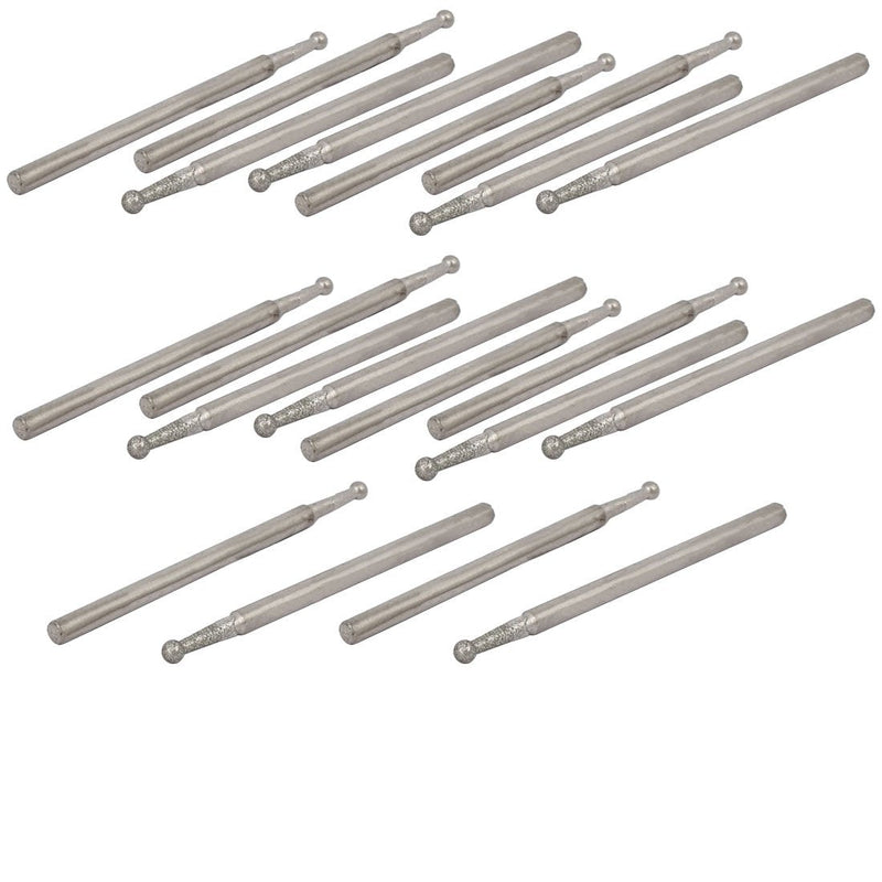 sourcingmap® 2.35mm Shank 2mm Dia Diamond Head Ball Shaped Grinding Mounted Point Bit 20pcs | Head ball grinding mounted bit 2 mm