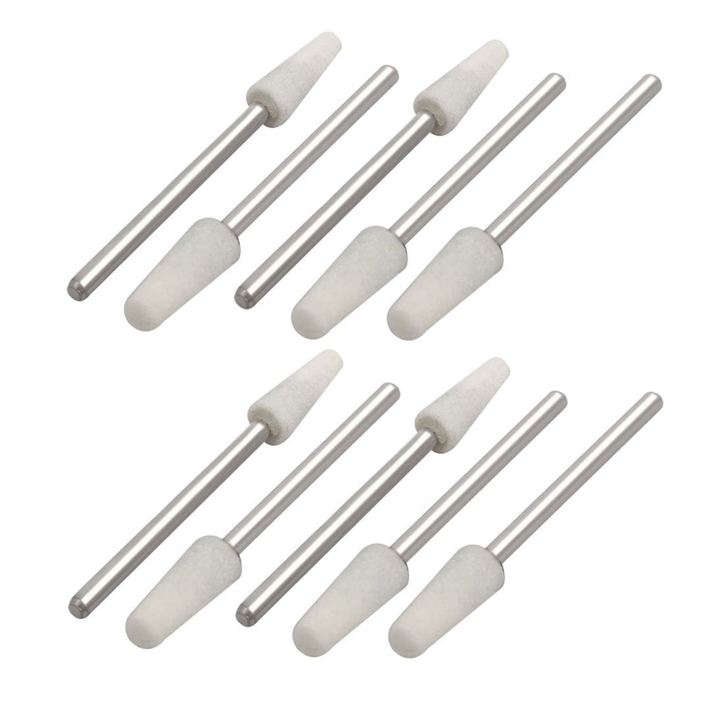 sourcing map 10pcs 2.35mm Shank 5mm Diameter White Mandrel Mounted Conical Head Grinding Tip DE de