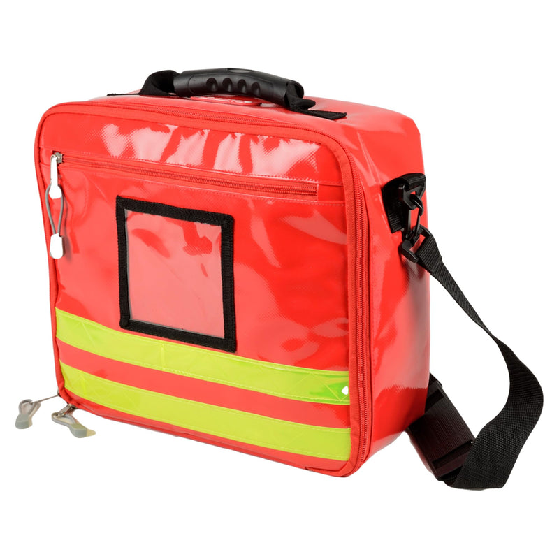 GIMA - CUBO emergency bag, for rescuers, empty, made of polyester PVC coated, color red, dimensions 28x34x13 cm, with shoulder strap, inner and outer pocket with zipper and 2 removable pockets