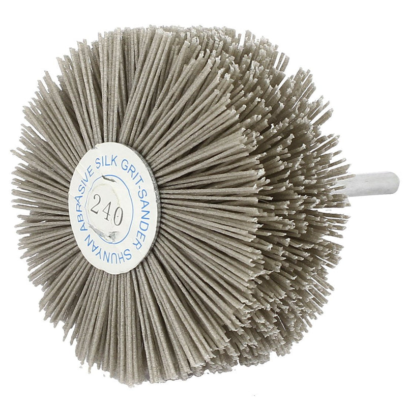 sourcing map 6mm Shank 82mm Dia Head 240 Grit Abrasive Nylon Wheel Brush Grinding Tool DE de