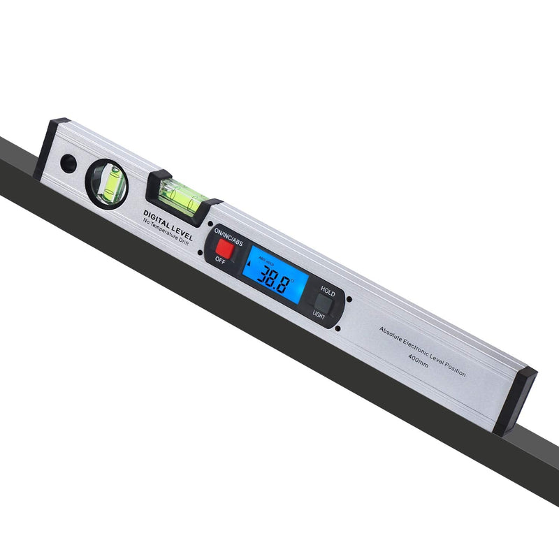 Inclinometer, RISEPRO Digital Inclinometer Angle Finder Gauge Spirit Level Upright Magnet 360° Range 416mm Long with Backlight 82112 S