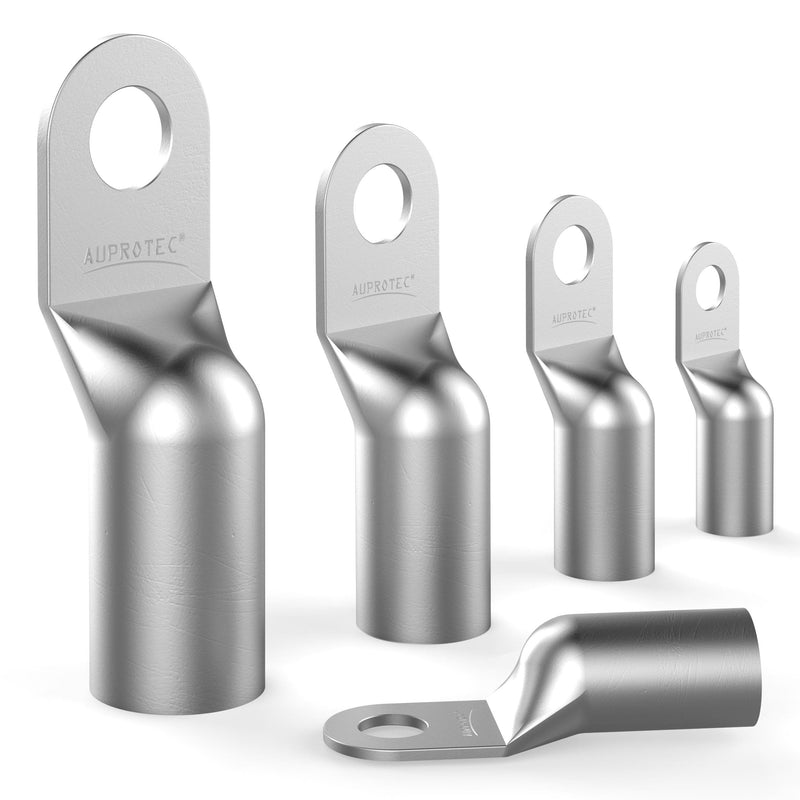 AUPROTEC 10x tubular cable lugs 50 mm² hole diameter M8 uninsulated SC cable connectors made of tin-plated copper, pack of 10