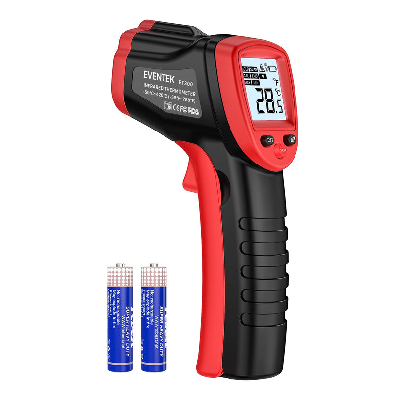 Infrared thermometer, Eventek IR laser thermometer, non-contact -50°C-420°C (-58°F - 788°F), digital temperature gun, non-medical, not for the human body, to measure the temperature red--50 °C~420°C (-58℉~788℉)