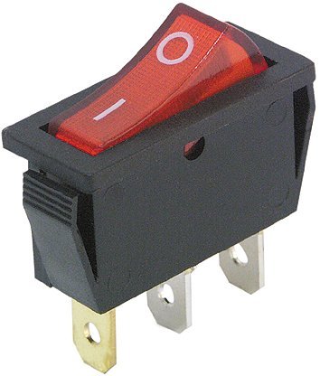MC POWER - rocker switch | black, illuminated, 3-pole, 250V~/15A, 125V=/20A, 2 positions: ON/OFF