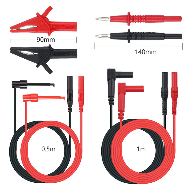 Neoteck Test Leads 8PCS Multimeter Accessories Set with Extension Cable Test Probes Crocodile Clips Mini Hooks 8 Pieces