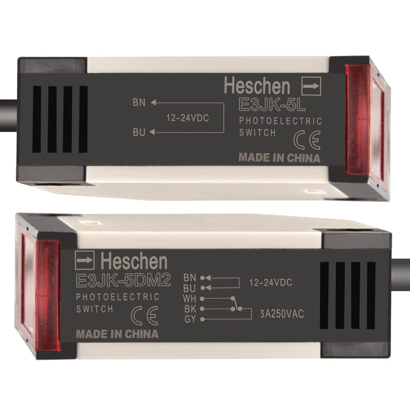 Heschen Photoelectric Sensor Switch, E3JK-5DM2-5L, DC 12-24V, Bijection Type, Detection Distance 5M