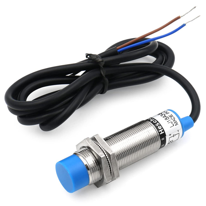 Heschen M18 Inductive Proximity Sensor Switch, Unshielded Type, LJ18A3-8-J/DZ, Detector 8mm, 90-250VAC 400mA, Normally Closed (NC), 2 Wires