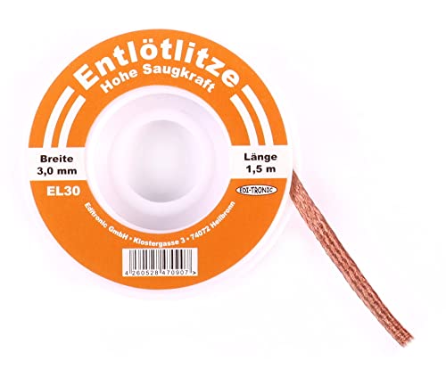 edi-tronic desoldering wire set/single 0.5 mm 1 mm 1.5 mm 2 mm 2.5 mm 3 mm coil suction wire Copper 1 x spool 1.5 m 3 mm