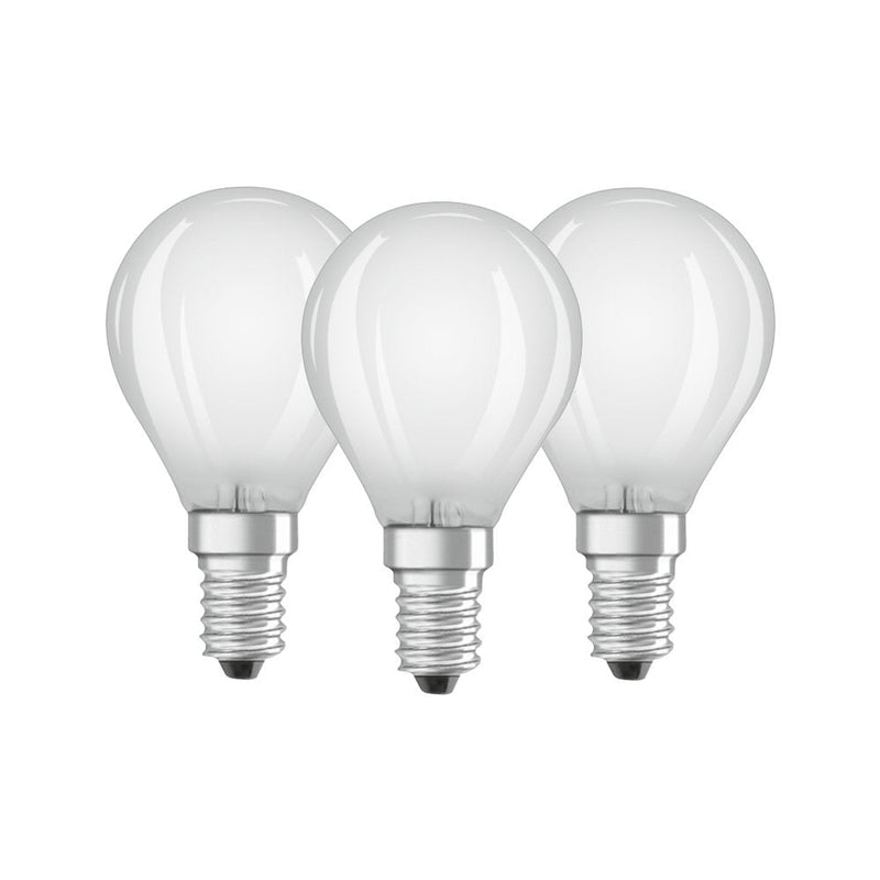 Osram LED Base Classic P lamp, in teardrop shape with E14 base, not dimmable, replaces 40 watts, matt, warm white - 2700 Kelvin, 3 pieces (pack of 1) 3 pieces (pack of 1) drops box 3