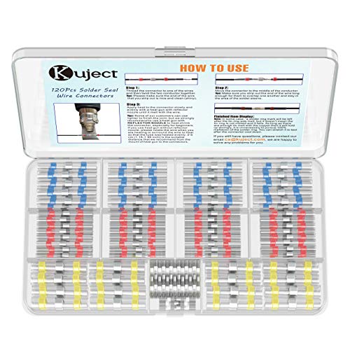 Kuject Cable Connectors, 120 Pieces Solder Connectors, Heat Shrink Tube Set, Waterproof Shrink Connector, Crimp Connector, Butt Connector, Shrink Ratio 3:1 Large - 330 pcs.