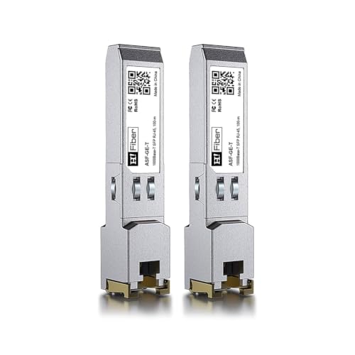 H!Fiber.com 1000Base-T SFP RJ45 Transceiver 100M 2 Pack - Gigabit SFP Copper Module, RJ45 Connector, Compatible for Cisco, Netgear, Ubiquiti ect | bis 100m,Kompatibel mit Cisco,Meraki,Ubiquiti UniFi,Netgear,TP-Link,MikroTik,Zyxel,D-Link,Linksys& andere...