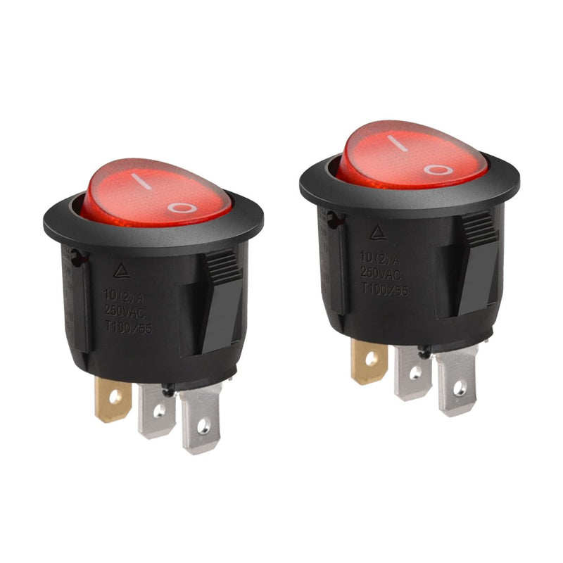 Heschen 2 x SPST 3 Pin 10A 250V AC Red On-Off Toggle Switch