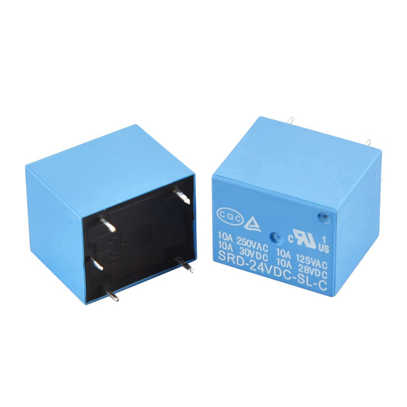 Heschen PC Relay SRD-24VDC-SL-C DC24V Coil SPDT 10A 250VAC 5 Pin Terminals Pack of 2