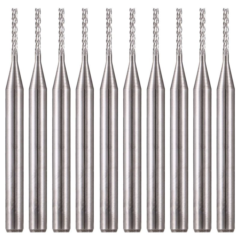EU_HOZLY 3.175mm Carbide End Mill Engraving Bits CNC Circuit Board Machines 1.0mm Cutting Edges Pack of 10
