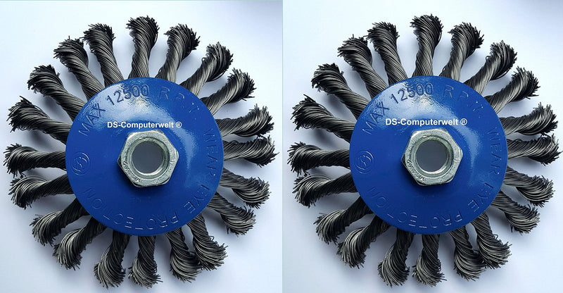 2 cone brushes Ø 115 mm knotted sanding brush M14 x 2 wire brush