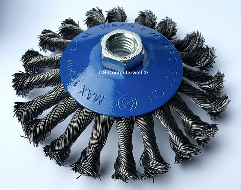 Cone brush Ø 125 mm knotted sanding brush M14 x 2 wire brush
