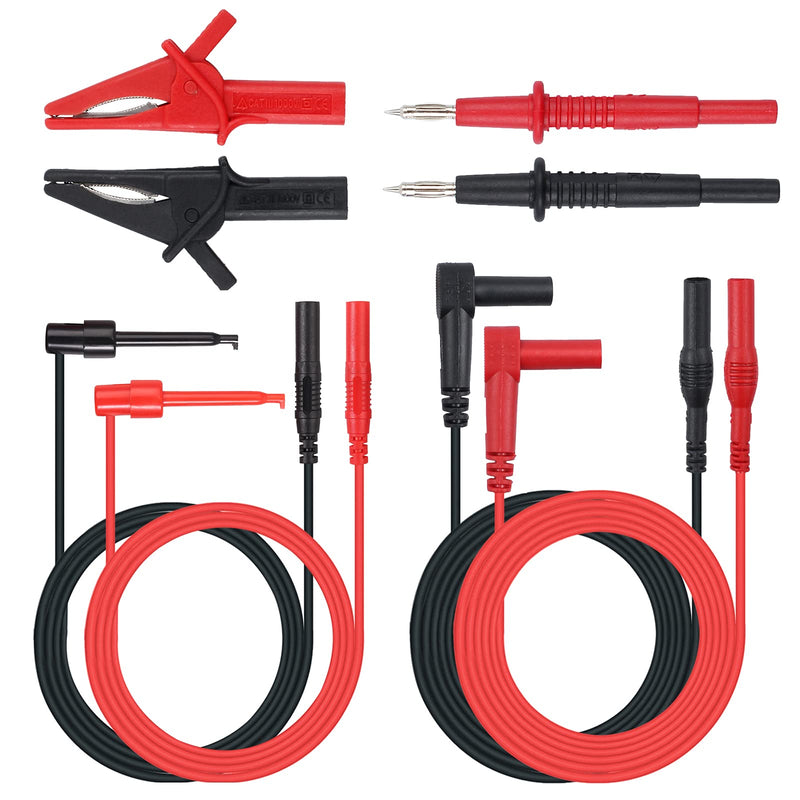 Justech 8 Multimeter Test Leads Professional Electronic Test Test Leads Accessories Luggage Banana Plug Extensions Mini Hook Alligator Crocodile Clip for School University Laboratory Factory etc.