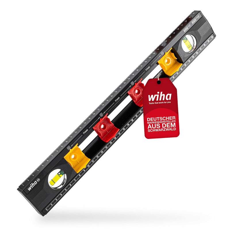 Electrician spirit level 40 cm for professionals, with marking aid for electrical installation work, distance marking for flush-mounted sockets + hollow wall sockets, electronics drilling template for sockets (42074) single bed