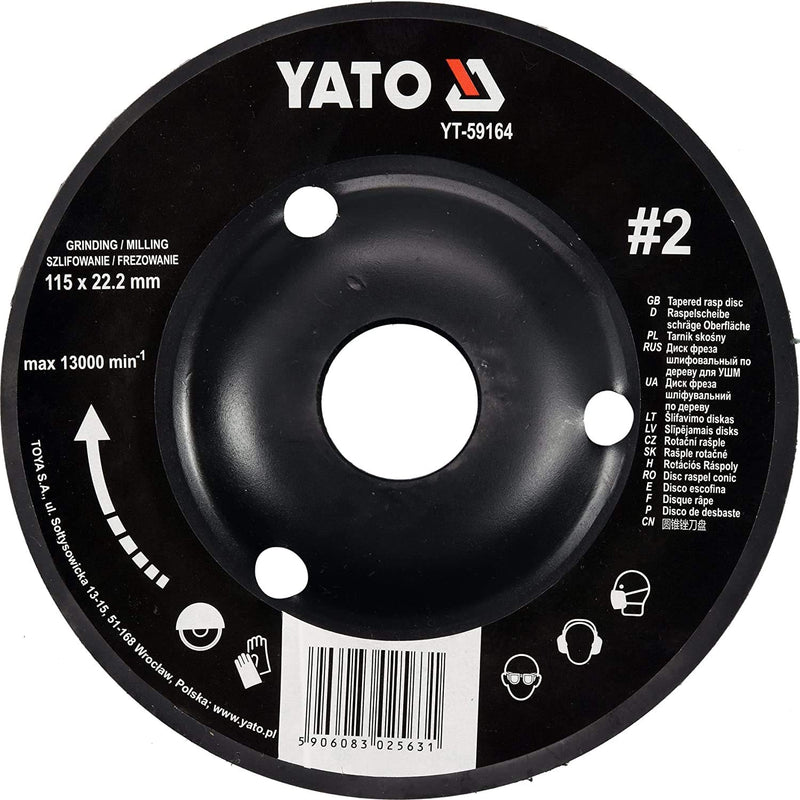 YATO YT professional rasp disc for angle grinder, selection 115mm/125mm grinding disc, 2 slanted 125mm No. 2 slanted