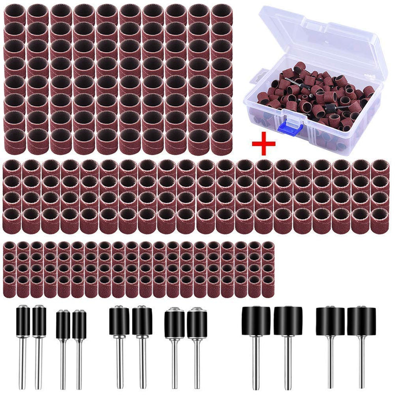 AUSTOR 252 piece sanding sleeve set with free box including 240 pieces sanding bands and 12 pieces sanding roller for Dremel rotary tool