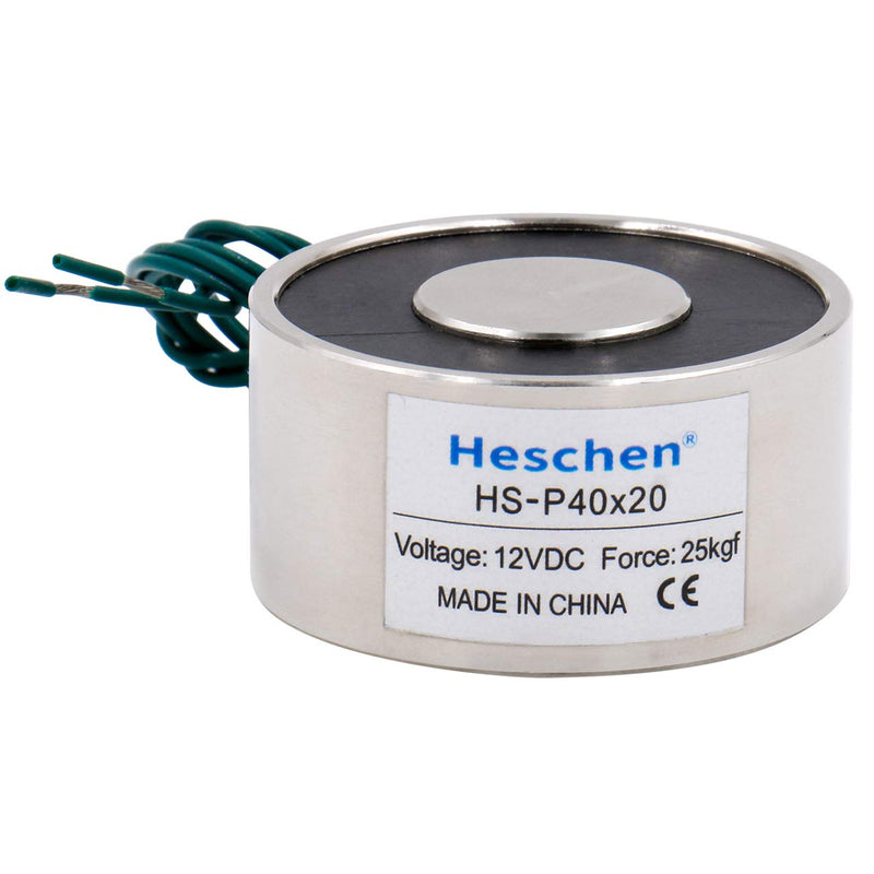 Heschen electromagnet magnet P40/20, outer diameter: 40 mm, DC 12 V, 25 kg
