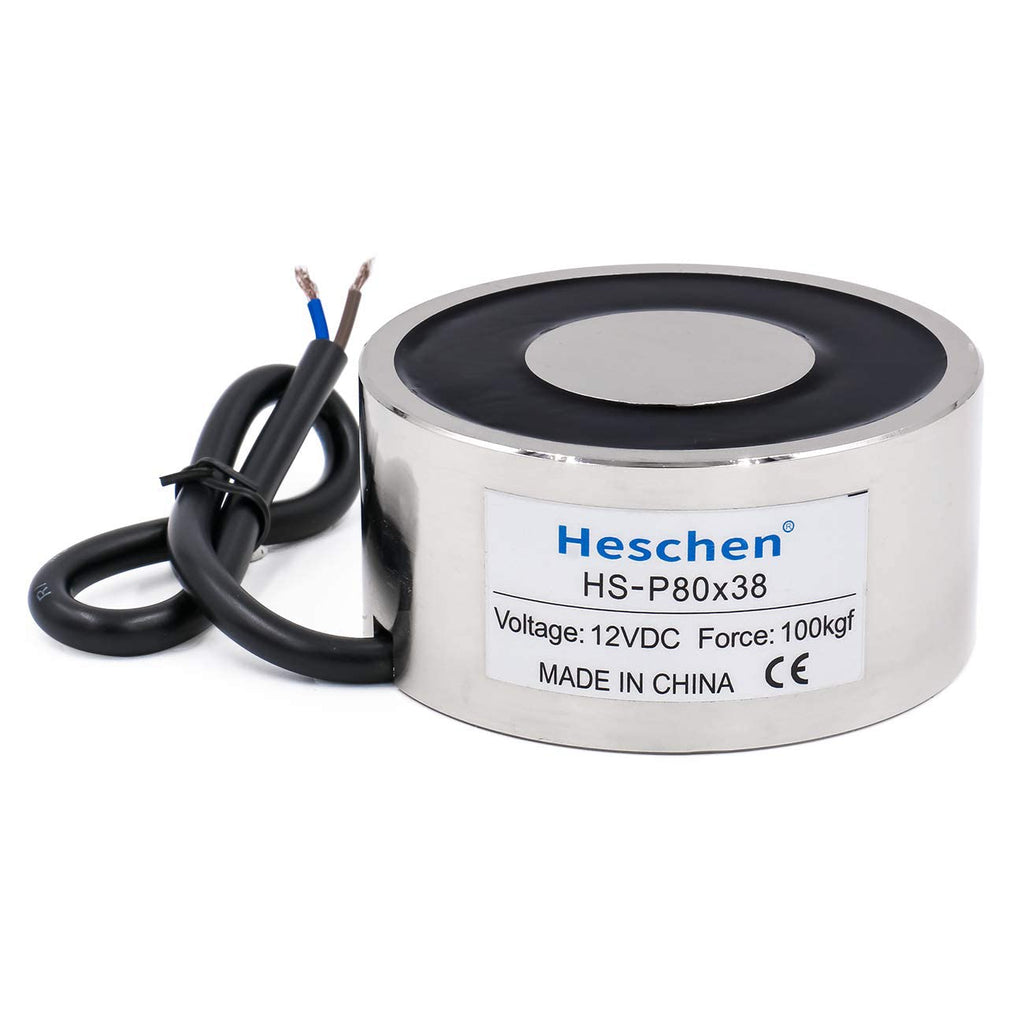 Heschen Electromagnet Solenoid Valve HS-P80/38, OD: 80 mm, DC 12 V, 100 kg/220 lb