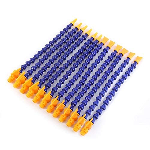 12pcs Plastic Flexible Water Oil Coolant Pipe with Valve 1/4PT Adjustable 6pcs Round and Flat Nozzle for Lathe, Milling, CNC Machine, Hydraulic Machinery