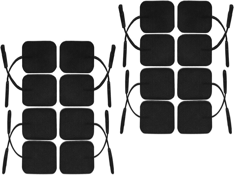 iStim 16 TENS Electrodes 5 x 5 cm - Super Soft, Self-Adhesive & Reusable Black Pads for TENS EMS Devices - Certified Medical Device for Pain and Muscle Therapy with 2 mm Connection
