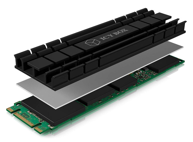 ICY BOX IB-M2HS-701 Heatsink Set for M.2 SSD Aluminum 5 mm | Suitable for PC and PS5 systems. Aluminum design with 5mm thickness. Improves the heat dissipation of the M.2 SSD 2280 Without fan (flat)