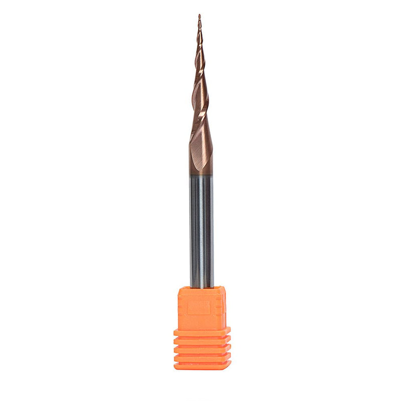SpeTool Ball Nose Milling Cutter Conical Milling Cutter for CNC Router 2 Flutes 0.25 mm Radius Solid Carbide Engraving Cutter 6 mm Shank with HSi Coating End Mill for 2D and 3D Engraving