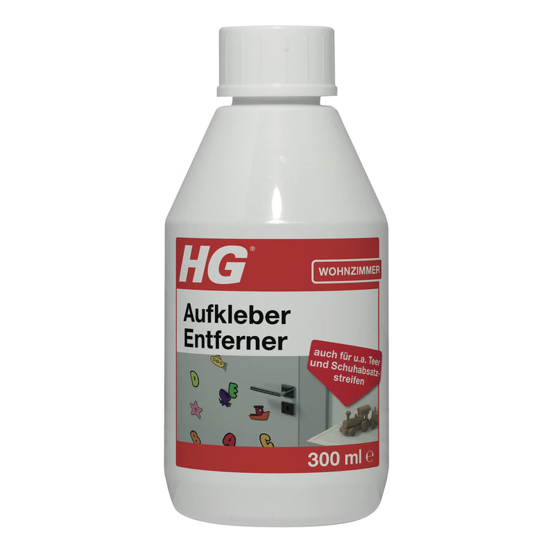 HG sticker and adhesive residue remover, effective agent for removing labels, stickers, tar and grease stains as well as oil and heel marks - 300 ml sticker remover