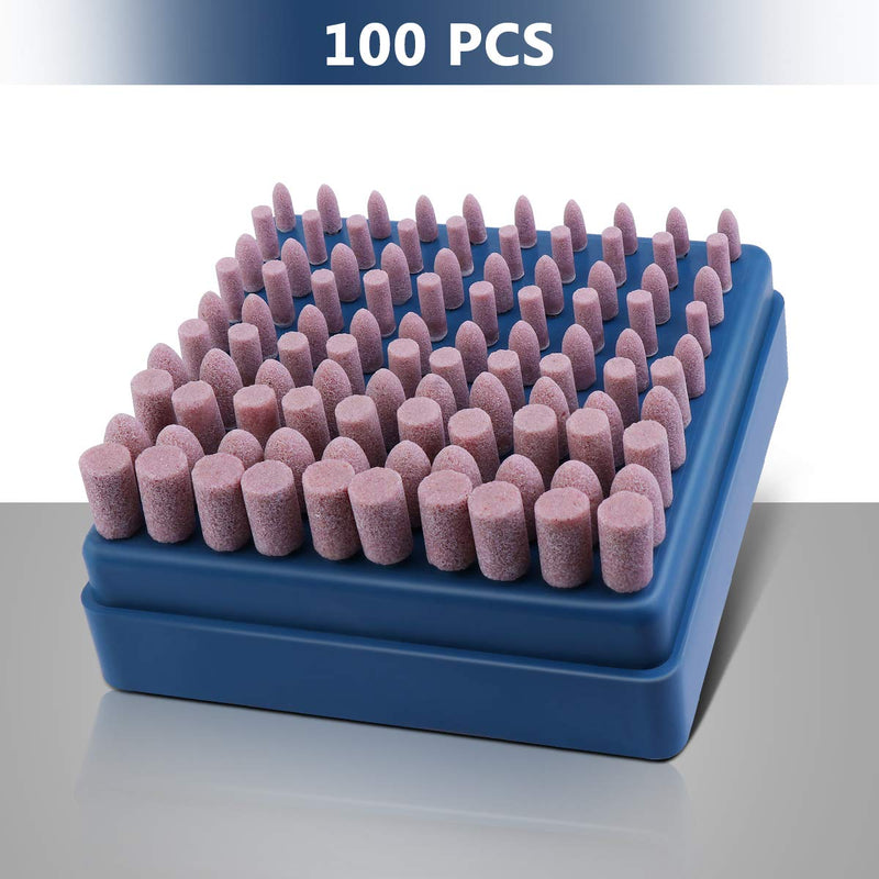 UEETEK 100pcs 3mm Shank Sanding Mandrel Mounted Grinding Polishing Tool (Pink)
