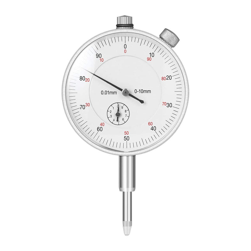 UEETEK Mechanical Dial Gauge Probe Display Dial Test Measuring Range 0-10mm Dial Test Indicator (Silver)