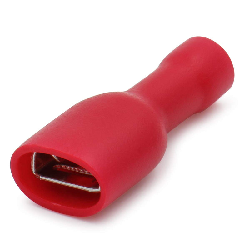 Heschen quick coupling socket vinyl fully insulated, FDFD1.25-250, 6.3 x 0.8 mm cable lug, for 0.5-1.5 mm² (22-16 AWG), red, 100 pieces