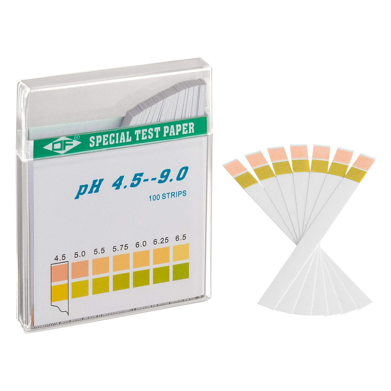 ECENCE pH test strips 100 pieces, litmus test paper, measuring range 4.5-9, indicator universal paper, acid test for aquariums, drinking water 100x PH 4.5-9