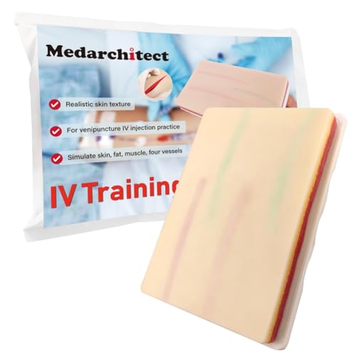 Venipuncture IV Injection Training Pad Model with 4 Embedded Veins and 3 Layers of Skin for Medical Students, Doctors, Nurses, Practice Doctors