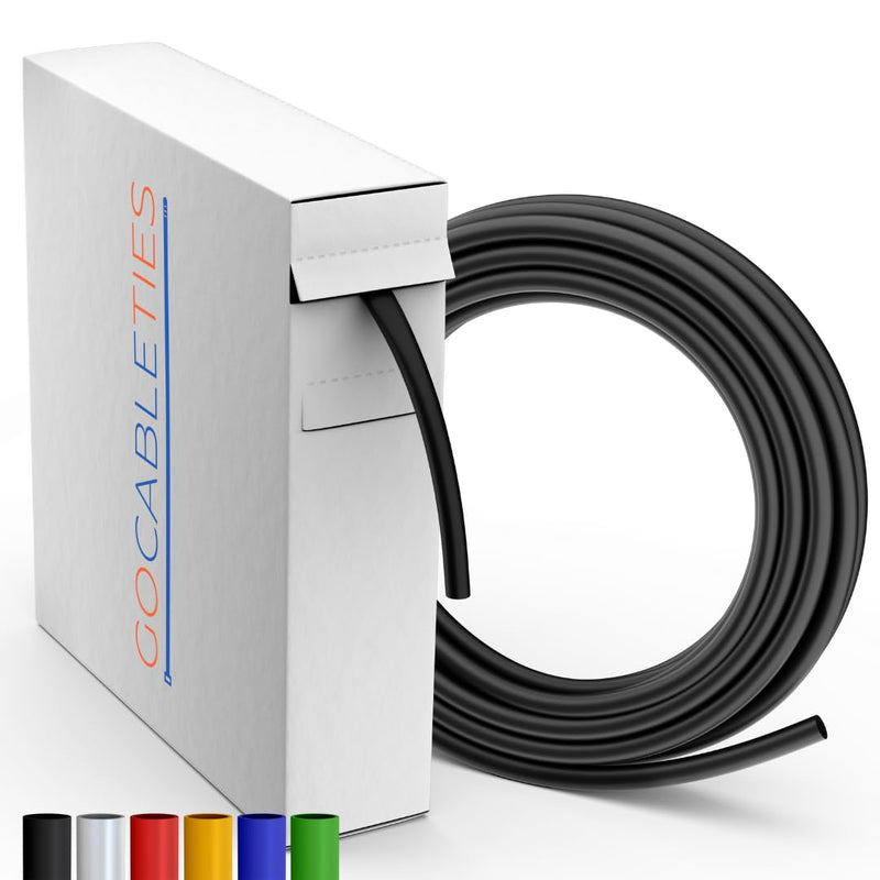 Gocableties High Quality Heat Shrink Tubing 2:1 Black 6.4mm x 9m | Shrink Ratio 2:1, Waterproof, Cable Insulation and Marking 6.4 mm