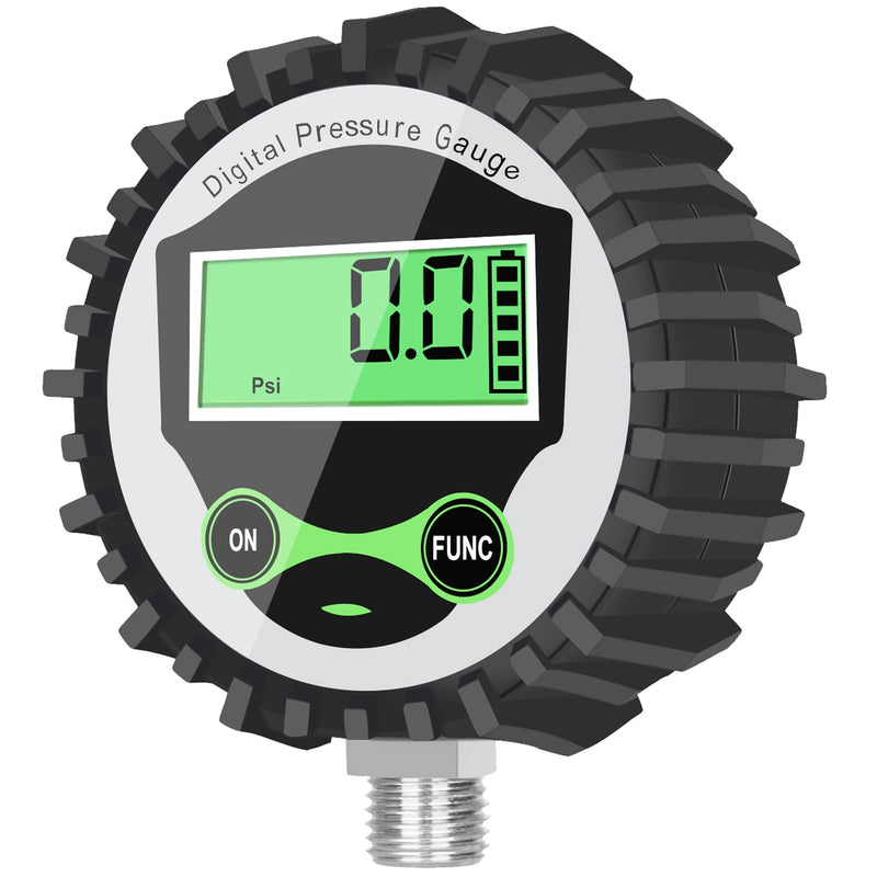 Uharbour Digital Pressure Gauge, Low Pressure Gauge with 1/4" NPT Bottom Port and Rubber Protector, 0-60psi, Accuracy 1%, Resolution 0.1psi... 5-60PSI Lower Mount