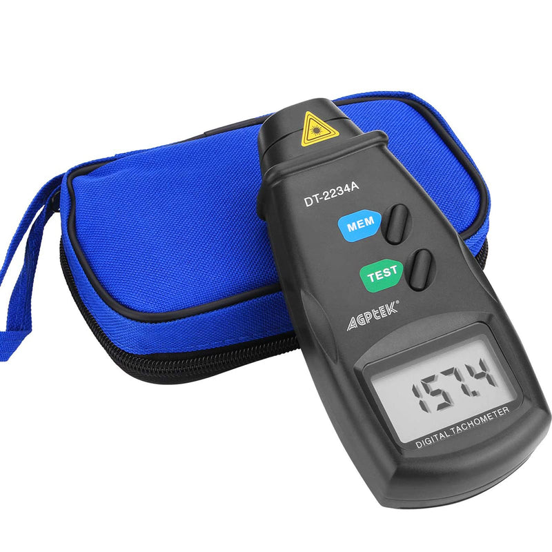 FITNATE 20713A Digital Tachometer, Non-Contact Rotary Photo, Accuracy from 2.5 to 99,999 RPM, Includes Batteries, 3 Packs of Reflective Tape with Carry Bag Black